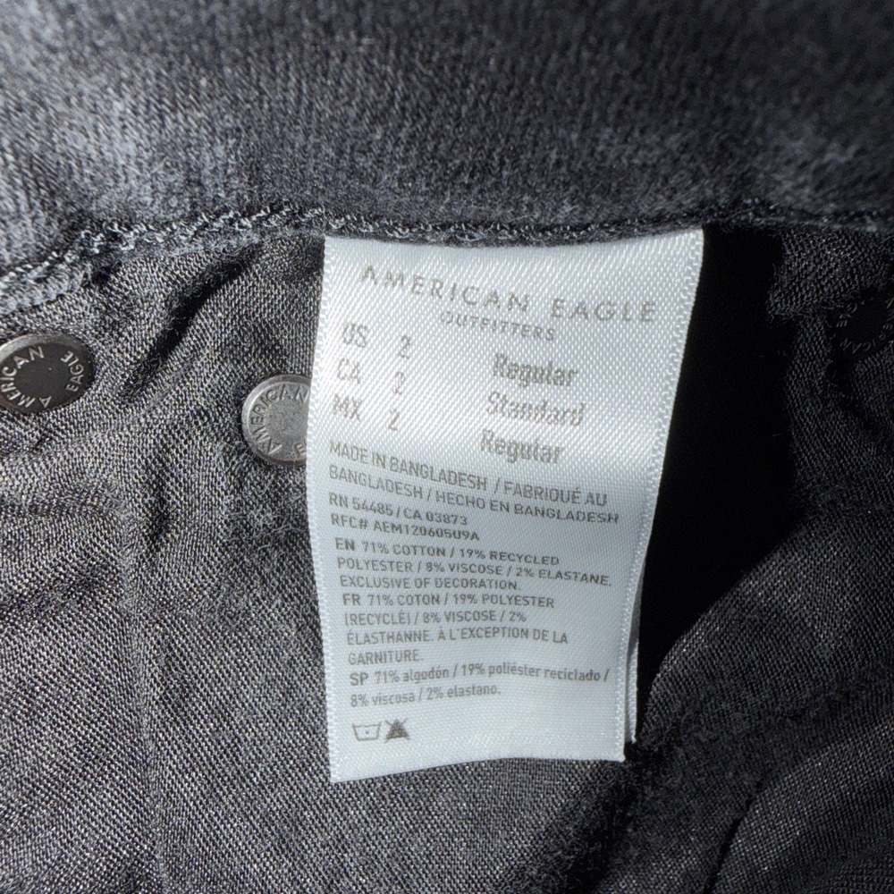 American Eagle High Rise Jegging Jeans Women's Size 2 Black Distressed Jeans - Picture 3 of 9